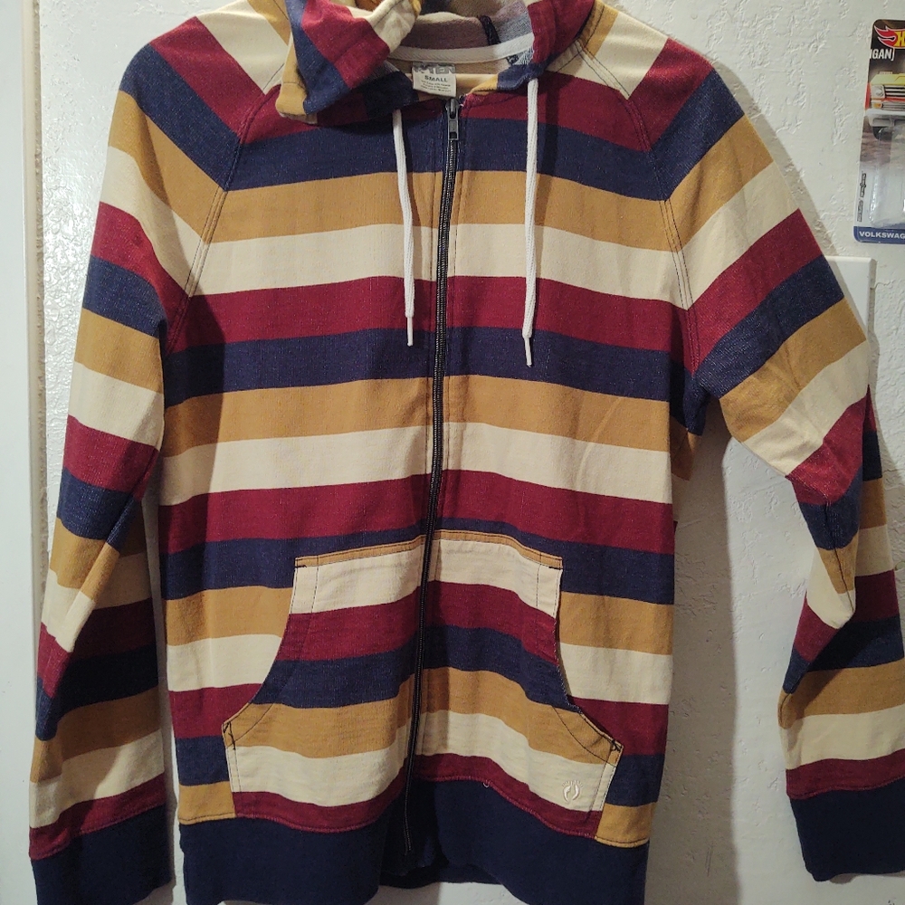 Hang Ten Women’s Blue Stripped Pullover Drawstring Hoodie Size Small